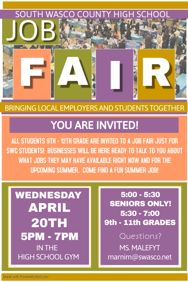 HS Job Fair Poster South Wasco County School District 1
