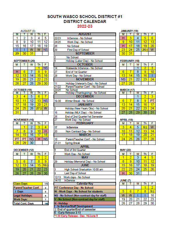 2022-23 District Calendar