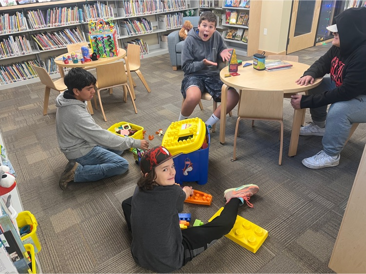 students at public library